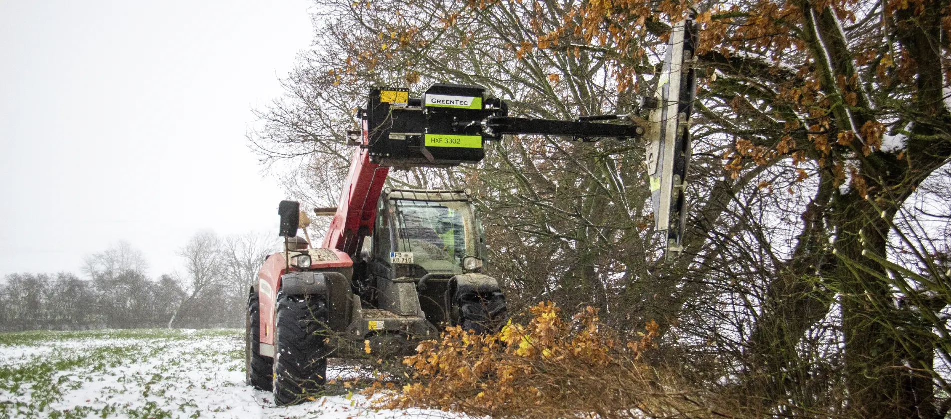 Tree trimming with telescopic loader